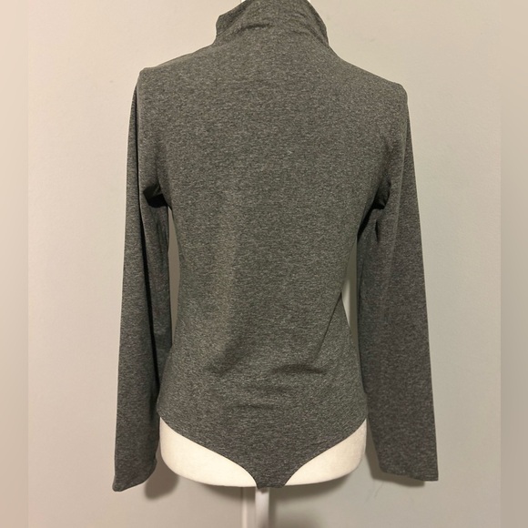 Express Body Contour Cozy Mock Neck Cutout Bodysuit, Gray Color , Size Large - Picture 5 of 7